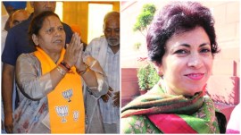 Congress general secretary Kumari Selja (right) and BJP candidate Banto Kataria. (Express Photos)
