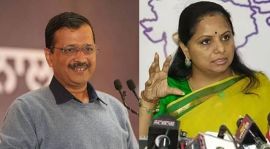 Delhi Chief Minister Arvind Kejriwal and Bharat Rashtra Samithi legislator K Kavitha.