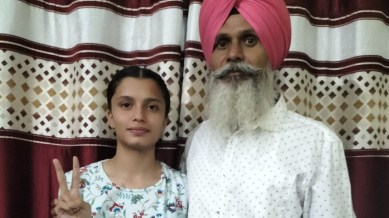 Baljot Kaur with her father Parminder Singh. (Express Photo)