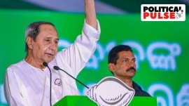 Odisha Chief Minister and Biju Janata Dal (BJD) chief Naveen Patnaik addresses a public meeting at Kantabanji for the Lok Sabha elections, in Balangir district, Sunday, May 12, 2024. (PTI Photo)
