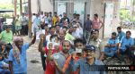 Voters queue at Erashal Village in Purba Medinipur on Saturday. (Express photo by Partha Paul)