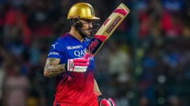 File image of RCB batter Faf du Plessis celebrating his fifty during the Indian Premier League (IPL) 2024 match between Royal Challengers Bengaluru and Gujarat Titans, at M Chinnaswamy Stadium in Bengaluru, Saturday, May 4, 2024. (PTI Photo)