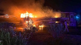 Nuh bus fire, Nuh bus fire incident, Nalhar medical college, Nuh tourist bus fire, delhi bus fire incidents, nuh tourist bus fire, delhi bus fire incident, indian express news