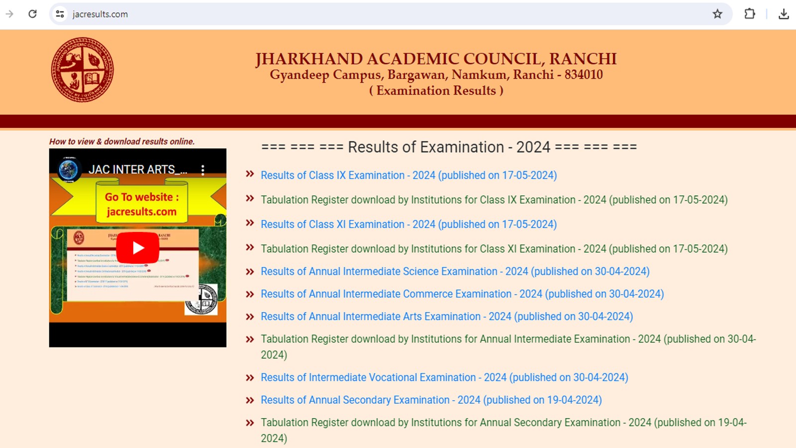 Jharkhand board JAC Class 9th, 11th Results 2024 Out Websites to check