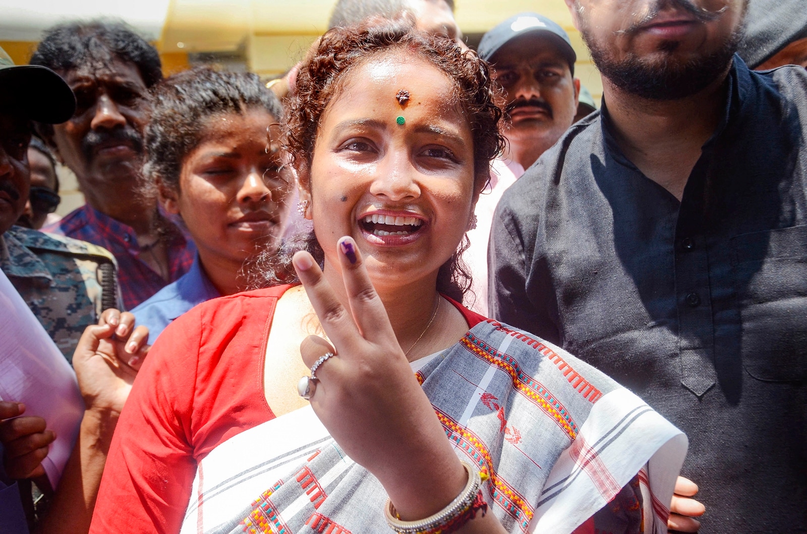 JMM leader Kalpana Soren after casting her vote in Ranchi. (PTI)