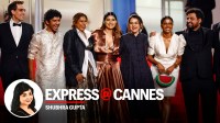 Director Payal Kapadia, cast members Chhaya Kadam, Hridhu Haroon, Divya Prabha, Kani Kusruti, producer Julien Graff and co-producer Zico Maitra pose on the red carpet during arrivals for the screening of the film "All We Imagine as Light" in competition at the 77th Cannes Film Festival. (Reuters)