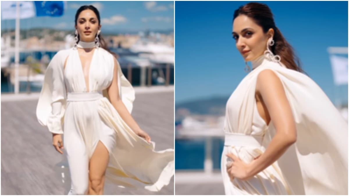 Kiara Advani makes the most stylish debut at Cannes  in a plunging  neckline, thigh-high slit dress | Fashion News - The Indian Express