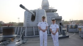Netherlands Majesty Ship, HNLMS Tromp reached Bombay Port Trust, Royal Netherlands Navy, Red Sea region, military crisis, Houthi attacks on merchant vessels, Dutch frigate, indian express news
