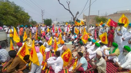 Protest by farmer unions in Faridkot after the arrest of union leader Rajinder Singh Deep Singh Wala