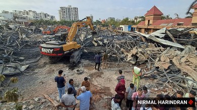 rajkot gaming zone fire, suspension, indian express