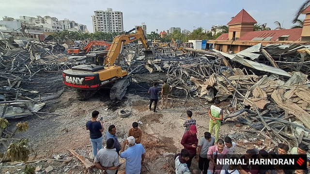 rajkot gaming zone fire, suspension, indian express