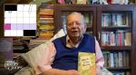 Ruskin Bond at his home in Landour, with his new book published by Penguin Random House.