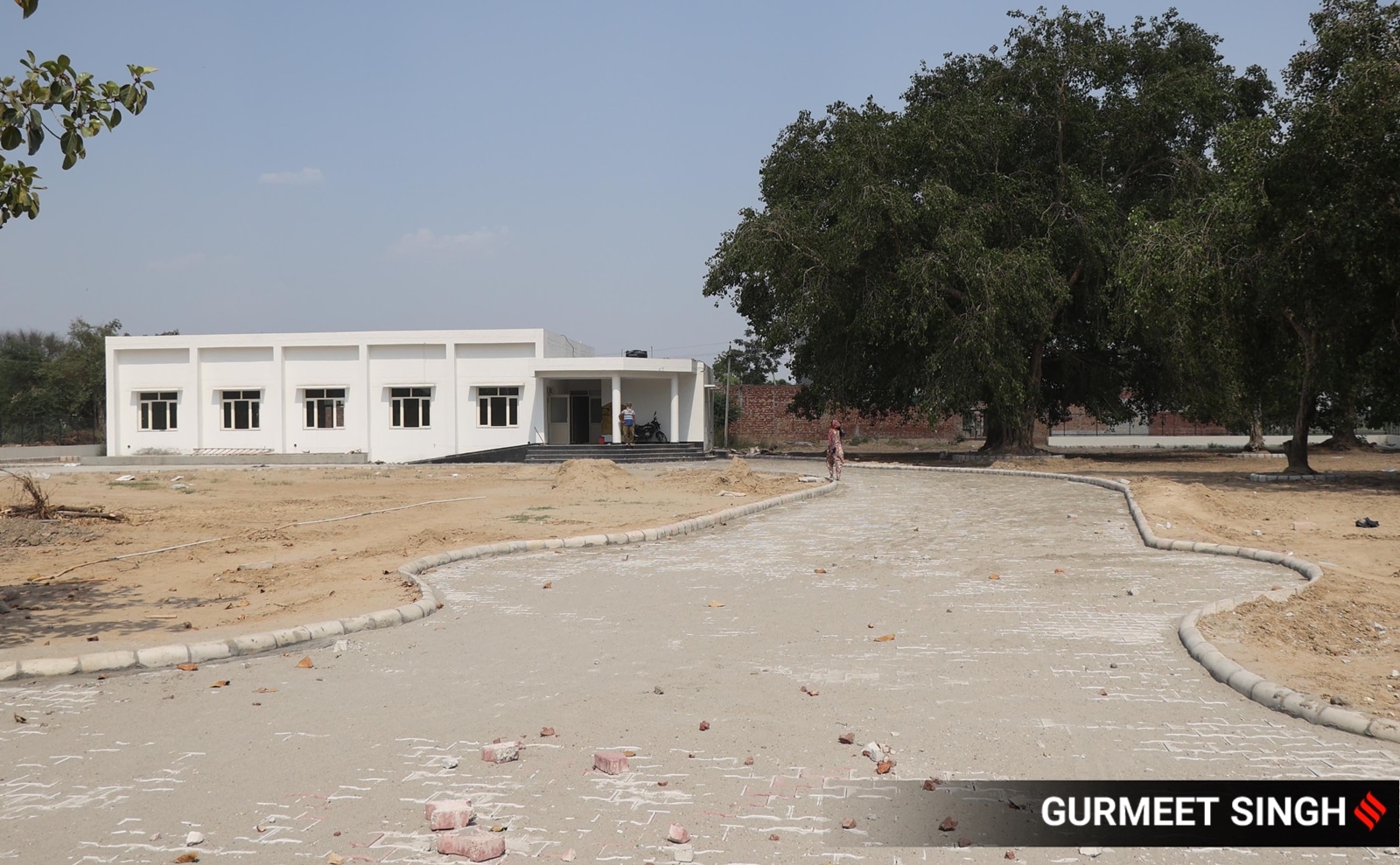 New Panchayat Ghar being constructed at Bhagwant Mann's ancestral village Satoj in Sangrur. (Express photo by Gurmeet Singh)