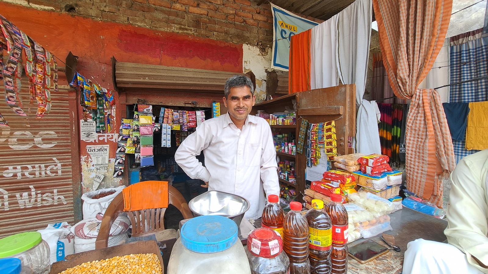 Shiv Pyare at his shop in Amethi. (Express photo by Maulshree Seth)