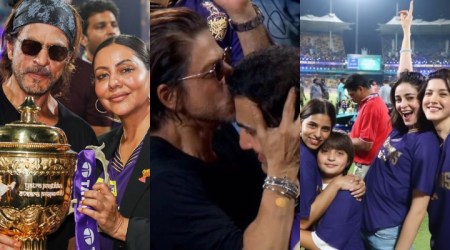 Shah Rukh Khan celebrates Kolkata Knight Riders win at IPL 2024: Kisses Gauri, hugs Suhana Khan, wins the internet with signature arms-stretched-out pose