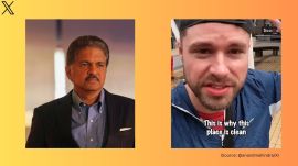 Anand Mahindra (left), US travel vlogger Max McFarlin (right)