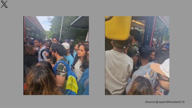 Crowd erupts to catch a bus in West London
