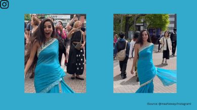 A woman wearing a sari in Japan