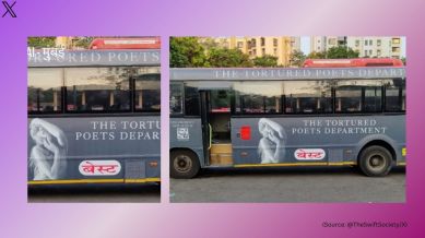 'The Tortured Poets Department' buses spotted in Mumbai