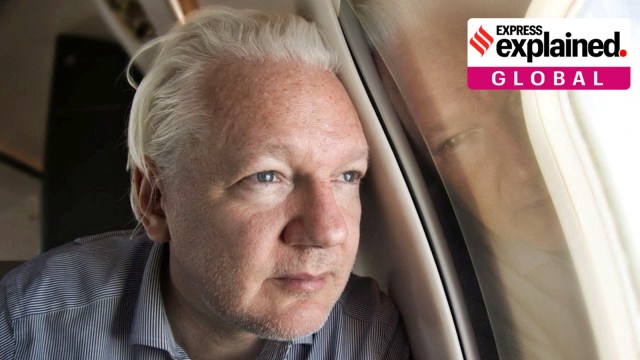 WikiLeaks founder Julian Assange looks out a plane window as he approaches Bangkok airport for layover, according to the post by Wikileaks on X.