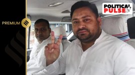 RJD leader Tejashwi Yadav flashes the victory sign after the Lok Sabha election results were declared. (Photo: PTI)