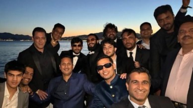 New photograph from Anant Ambani and Radhika Merchant's second pre-wedding bash in Italy, featuring Salman Khan, Ranveer Singh, MS Dhoni, surface online (X/being_azmin)