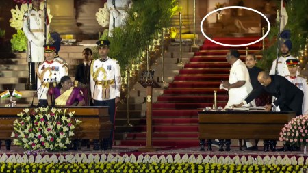 elected MPs gathering, mysterious animal at Rashtrapati Bhavan, modi swearing in cermont, indian expressn news