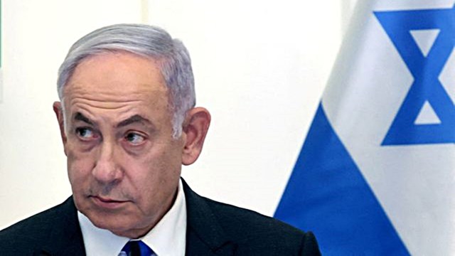 Israeli Prime Minister Benjamin Netanyahu attends a cabinet meeting at the Bible Lands Museum in Jerusalem
