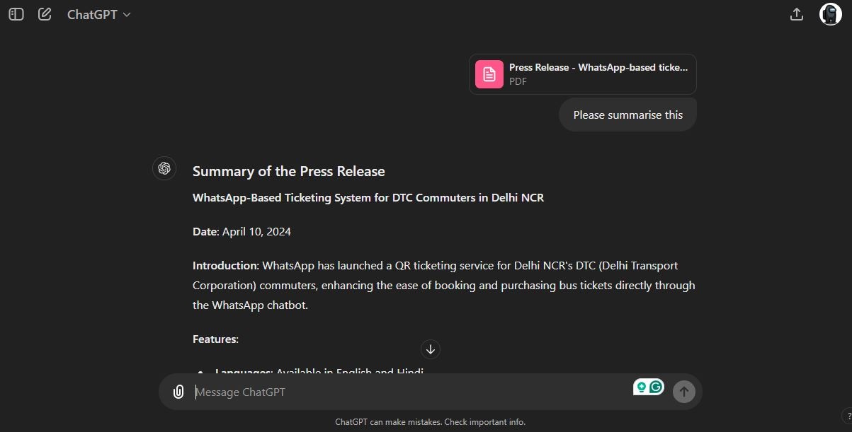 ChatGPT Summarise PDF