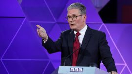 British opposition Labour Party leader Keir Starmer speaks during BBC's Prime Ministerial Debate, in Nottingham, Britain. (Reuters)