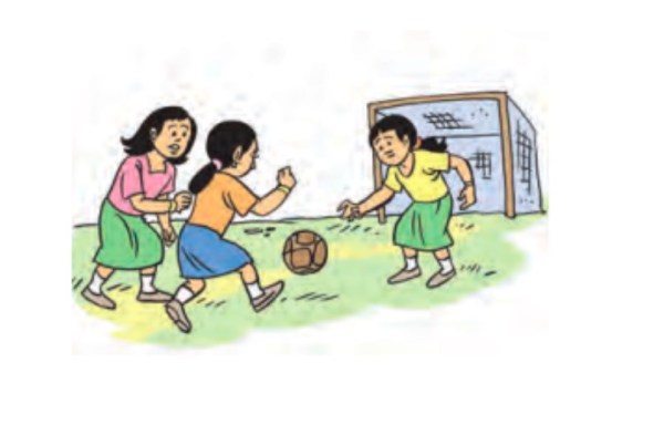 Girls playing football