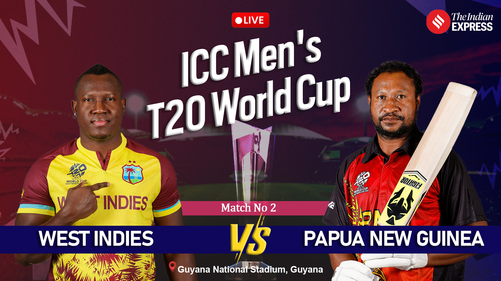 WI vs PNG  Live Score, ICC T20 world Cup 2024: West Indies win toss, opt to field against Papua New Guinea at Guyana, Playing XI named