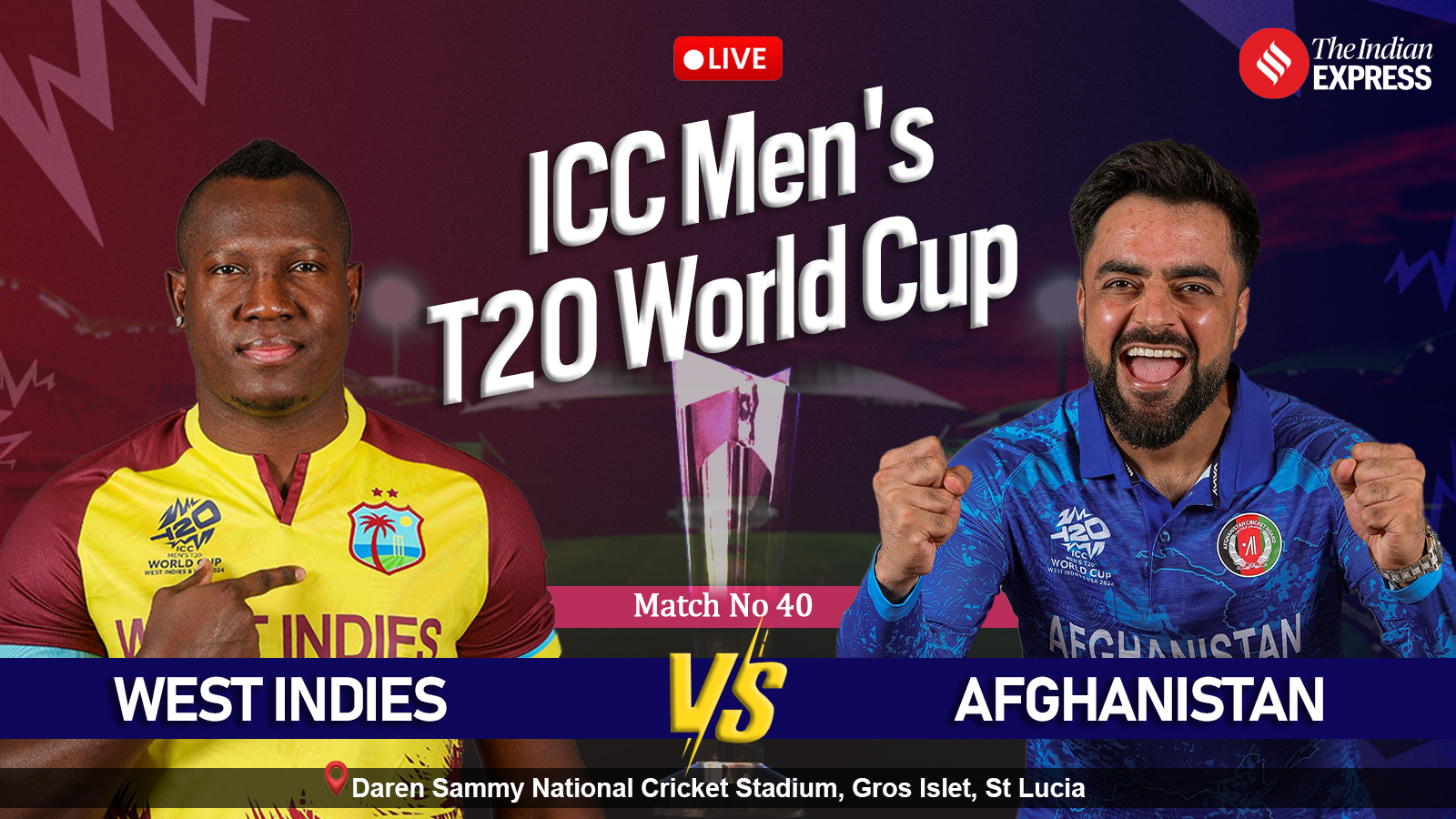 West Indies vs Afghanistan Live Score, T20 World Cup 2024 Akeal Hosein