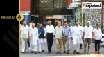 Opposition INDIA bloc leaders at the Election Commission office in New Delhi on Sunday.