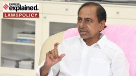 Former Telangana CM, K. Chandrashekar Rao in a meeting