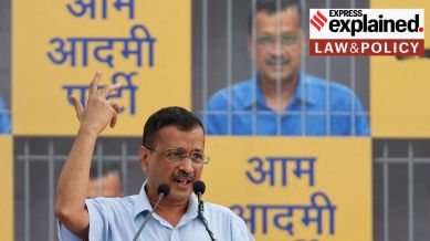 Kejriwal in front of a crowd