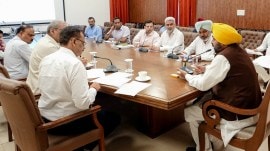Bhagwant Mann meets the Food and Supply Department officers to discuss the issue of ration cards Punjab Chief Minister Bhagwant Mann meets the Food and Supply Department officers to discuss the issue of ration cards, in Chandigarh on Friday. (ANI Photo)