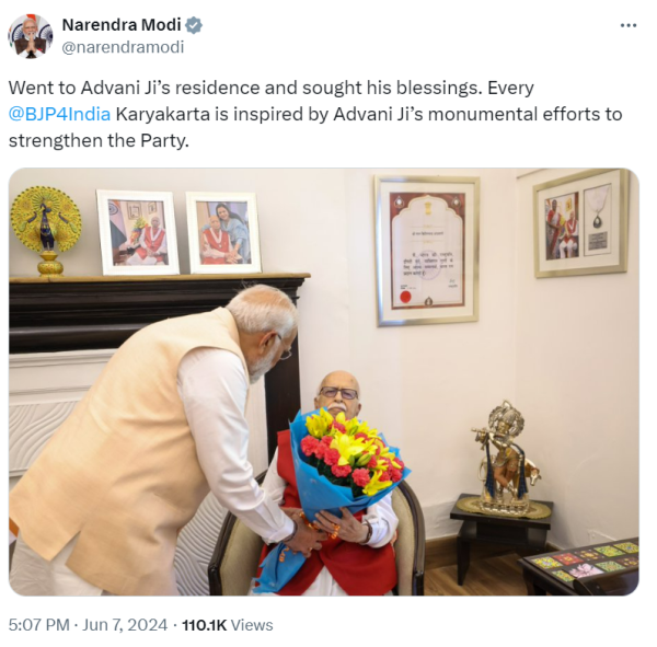 Narendra Modi, Narendra Modi meets LK Advani, Narendra Modi meets Murli Manohar Joshi, Modi meets Advani, Modi meets Murli Manohar Joshi, NDA, National Democratic Alliance, BJP, Bharatiya Janata Party, LK Advani, Murli Manohar Joshi, Prime Minister, NDA government, Lok Sabha Elections, Lok Sabha Elections 2024, NDA majority, Modi third term, Parliament, news, political news, top news, election news, new NDA government, forming government