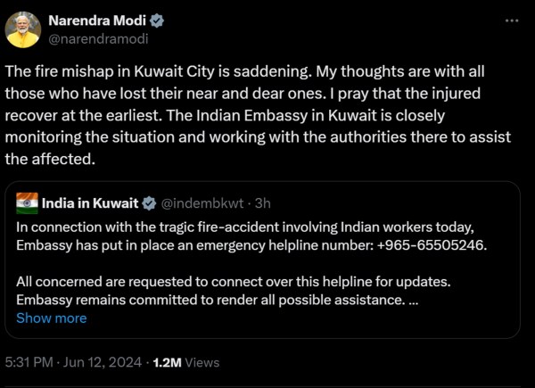 Kuwait fire, Kuwait fire incident, condolences, Prime Minister Narendra Modi, External Affairs Minister Dr S Jaishankar, indian express, kharge 