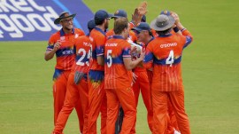 SL vs NED 2024, T20 World Cup 2024 Match Today Live Telecast: Players of the Netherlands celebrate a wicket. (AP | PTI)