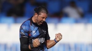 David Wiese won the Super Over with bat and ball for Namibia in a T20 World Cup thriller. (Reuters)