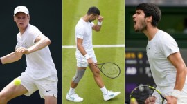 Wimbledon 2024: A favourable draw will hold Djokovic (C) as a favourite alongside the in-form Jannik Sinner (L) and Carlos Alcaraz (R). (AP)