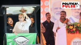 CM Naveen Patnaik (L) and Union Minister Dharmendra Pradhan (R) campaigning in Odisha ahead of the simultaneous Lok Sabha and Assembly elections in the state. (Photos: Naveen Patnaik/ Dharmendra Pradhan/ X)