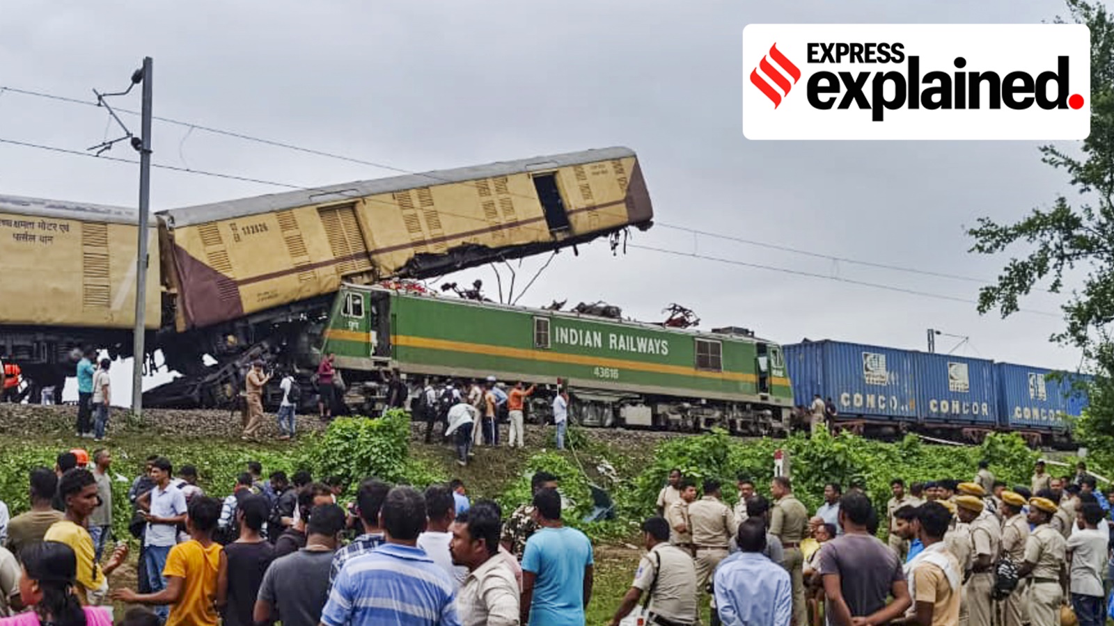 Rescue work underway after a collision between the Kanchanjungha Express and a goods train, near Rangapani railway station, on Monday, June 17, 2024.
