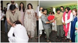 Pawan Kalyan gets grand welcome at brother Chiranjeevi's house