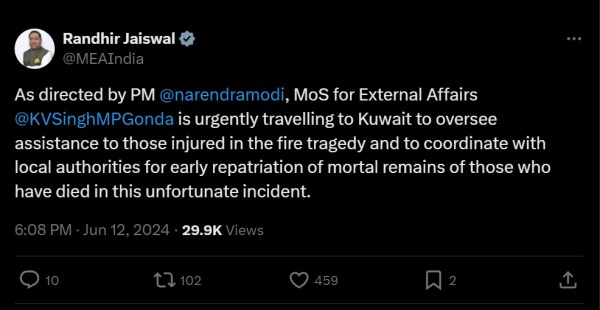 Kuwait fire, Kuwait fire incident, condolences, Prime Minister Narendra Modi, External Affairs Minister Dr S Jaishankar, indian express, kharge 