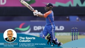 India's Rishabh Pant plays a shot for four runs against Ireland during an ICC Men's T20 World Cup cricket match at the Nassau County International Cricket Stadium in Westbury, New York. (AP | PTI)