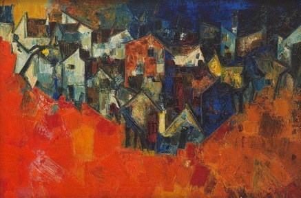 S H Raza's Untitled (Village)