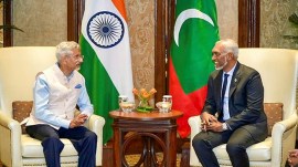 Union Cabinet Minister S. Jaishankar with President of Maldives Mohamed Muizzu during a meeting, in New Delhi.