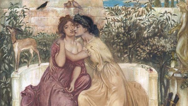 The painting 'Sappho (left) and Erinna in the Garden Mytelene' by Simeon Solomon (Photo: Wikimedia Commons)